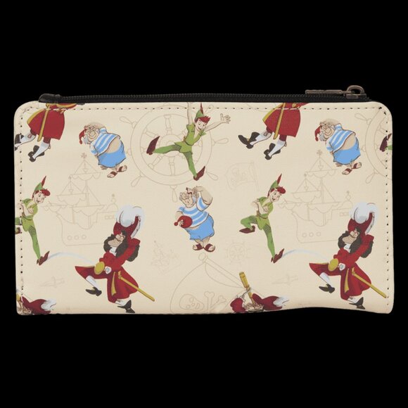 NEW Loungefly Disney Peter Pan Exclusive Captain Hook Pirate Skull Flap Wallet - Picture 2 of 3